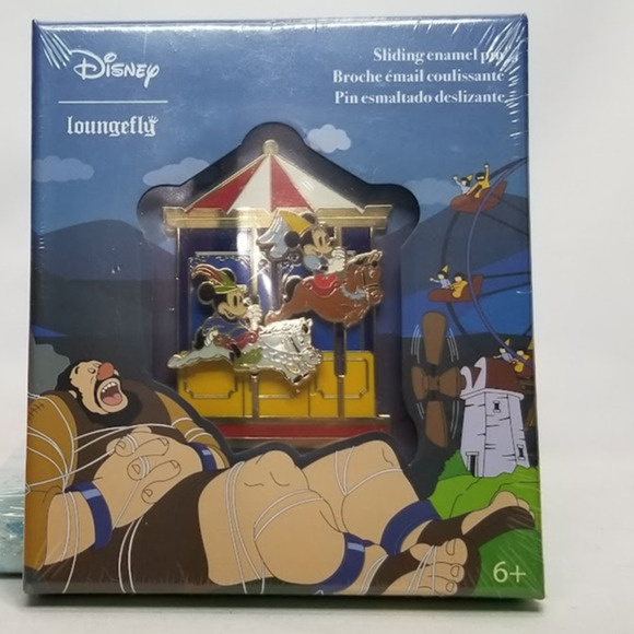 Loungefly Brave Little Tailor  Mickey Minnie Mouse 3" Sliding Enamel Box Pin NWT - Picture 1 of 8